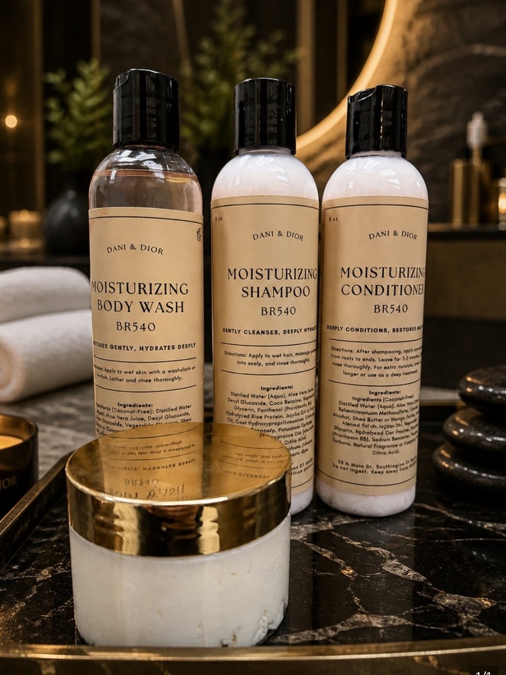 BR540 Moisturizing Body Wash, Shampoo & Conditioner Set - Cream